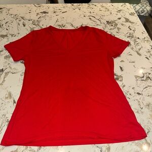 Red V-Neck Women's Top